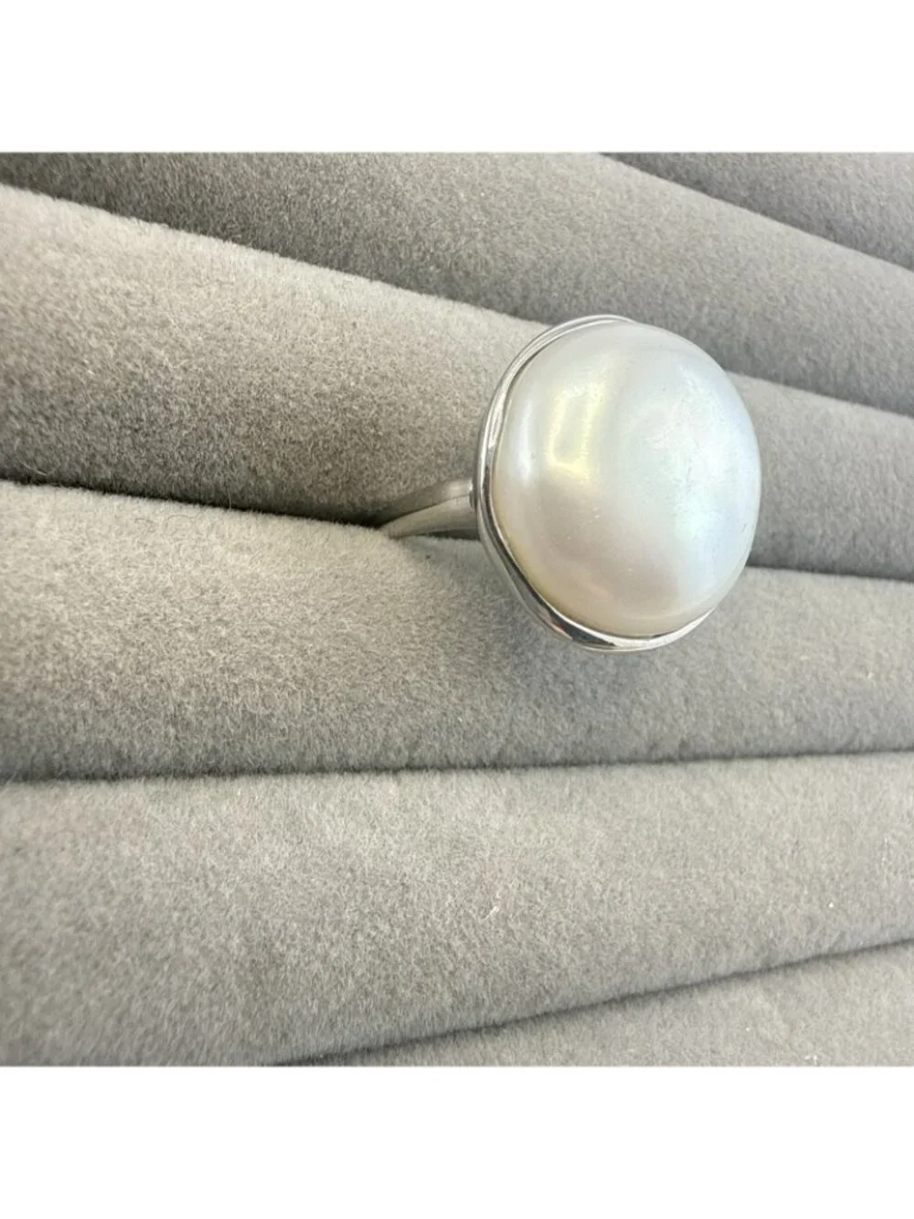 JTV Sterling Silver Ring Freshwater Pearl 18.5mm Solitaire 925 White Size 10